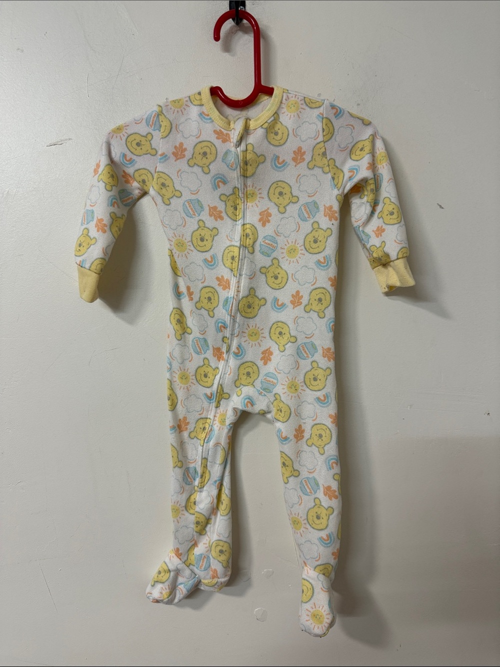 Disney Yellow White Baby One-Piece Footed Sleeper